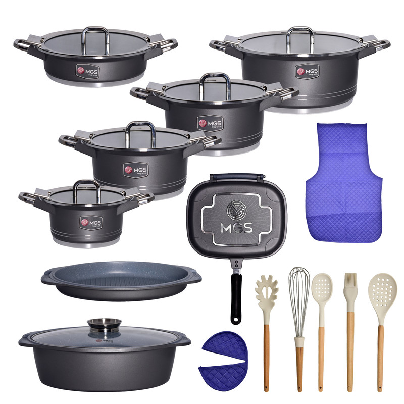 سرویس پخت و پز ام جی اس 25 پارچه مشکی کد 800266