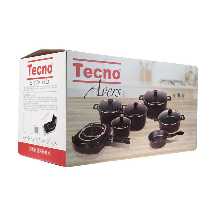 سرویس قابلمه چدن گرانیتی 13 پارچه تکنو Tecno مدل اورس رنگ طوسی